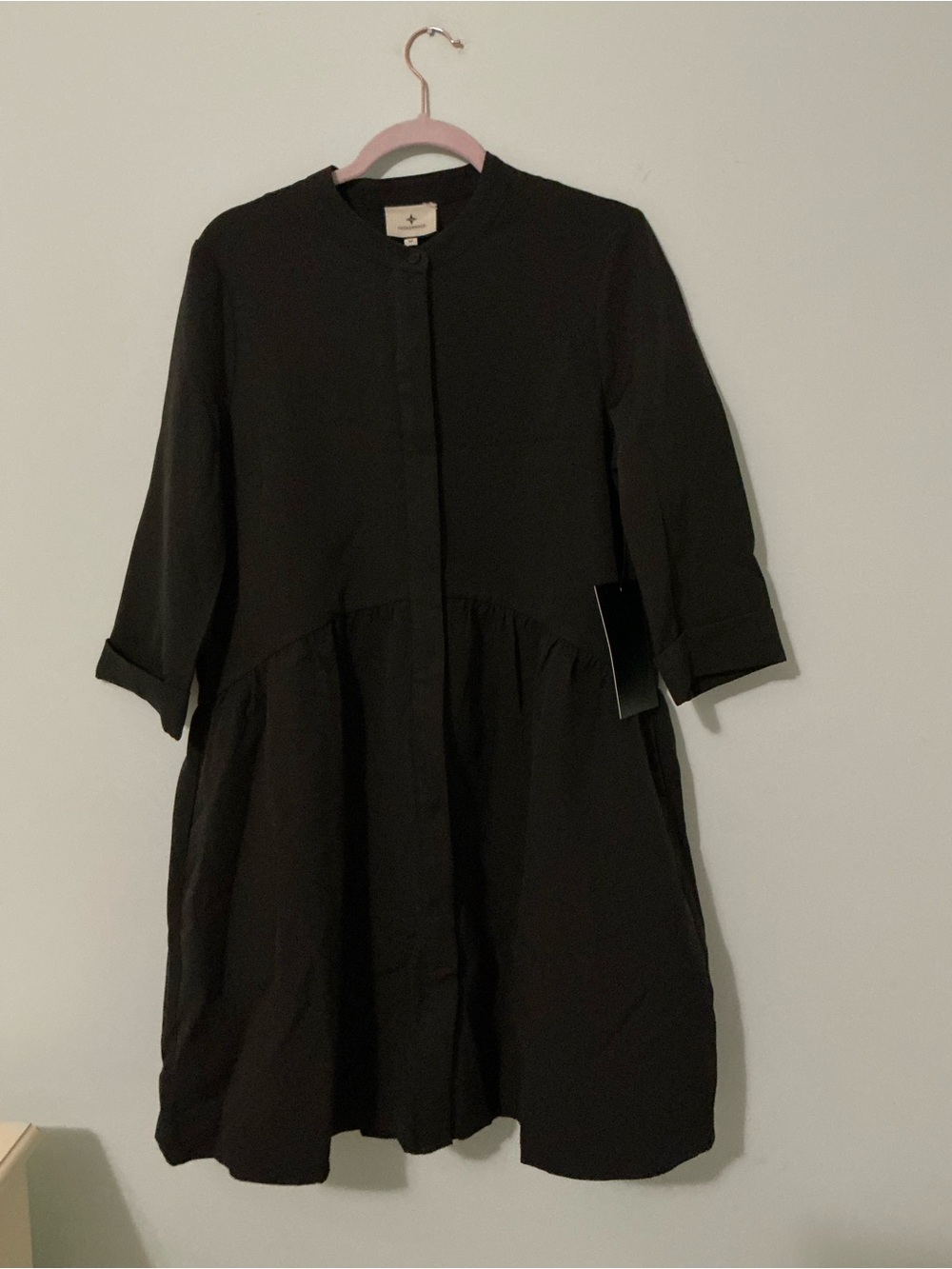 Tuckernuck Black Stretch Crepe Royal Shirt Dress Size M, Mini half sleeve